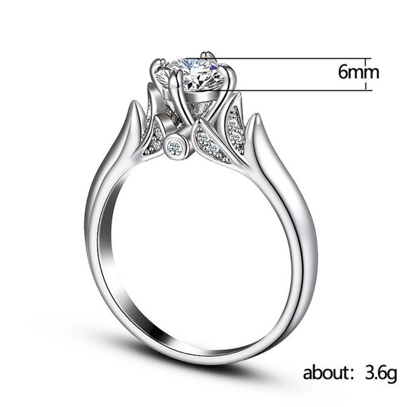 💞Refine Beautiful Flower Pure Cubic Silver Rings for Women, MARR9153 - Picture 8 of 8